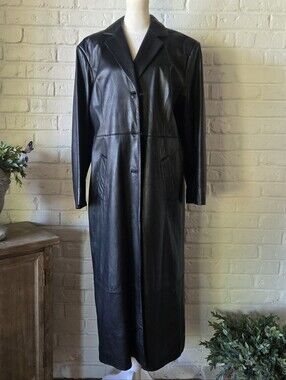 Vtg 90s Lambskin Preston & York Leather Jacket, Long, Fall, Winter, Minimalist